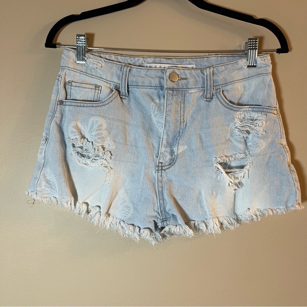 Tinseltown Blue High-Waisted Distressed Jean Shorts